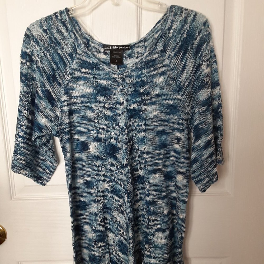 United States Sweater Size Small 2Tone Blue/White 3/4" Sleeve Sweater